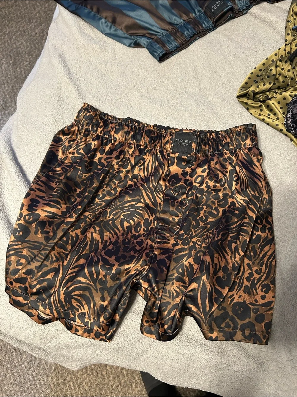 Savage X Fenty Satin Boxer Briefs Set of 9 in Red, Black, Silver & Animal Prints